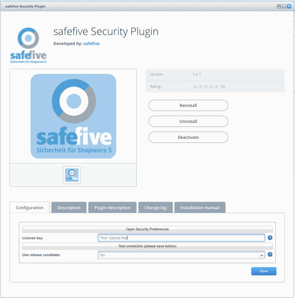 configuration safefive security plugin 